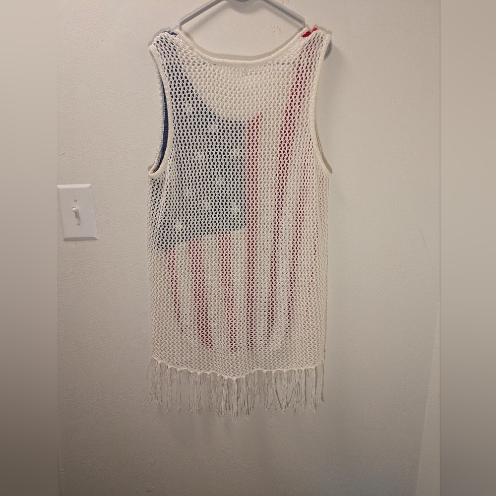 Cloud Chaser Red, White, and Blue Fringe Tank Top - Picture 5 of 5